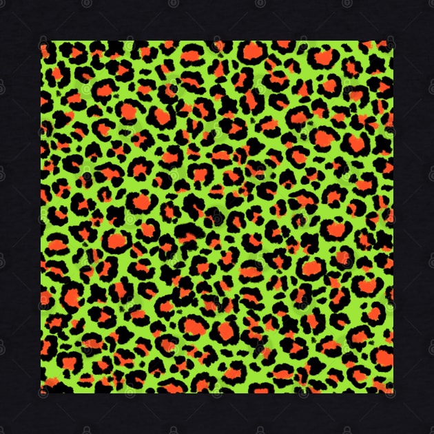 Leopard Pattern in Papaya on Lime Green by ButterflyInTheAttic